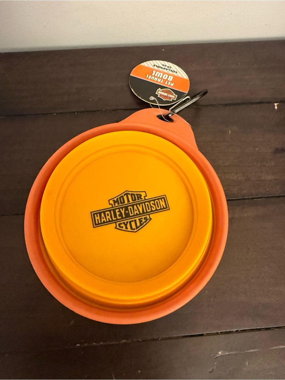 Harley-Davidson Collapsible Pet Travel Bowl 20 oz Orange